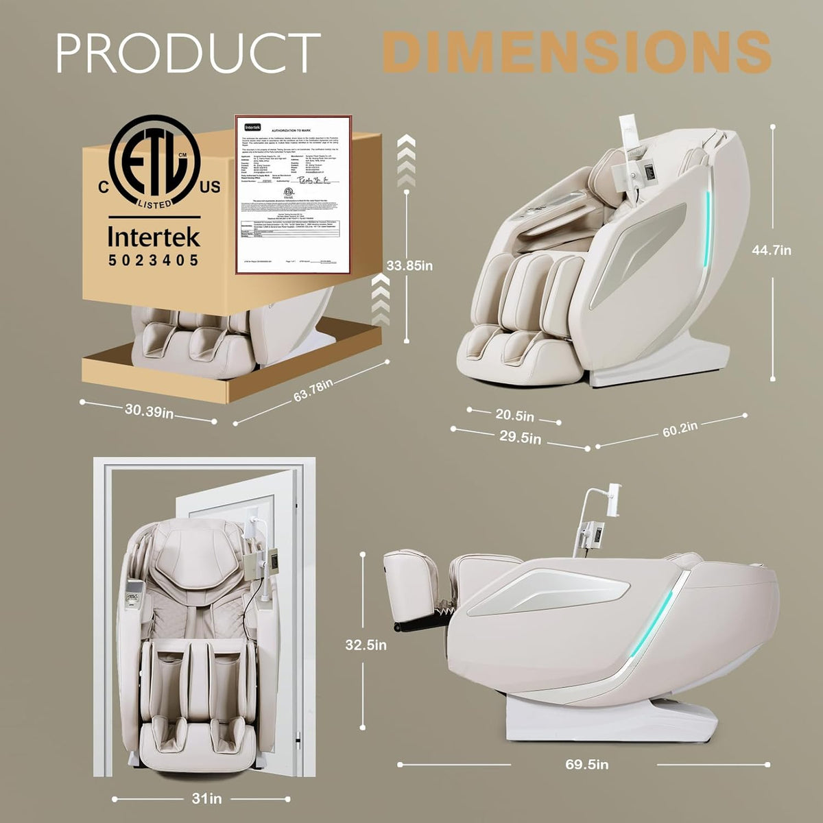 Luxlaria Zero Gravity Massage Chair — detail shot