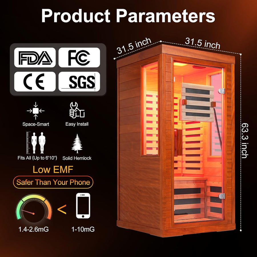 Luxlaria Full Spectrum Infrared Sauna with Fda-Certified 660Nm & | 660nm & 850nm | 1170W