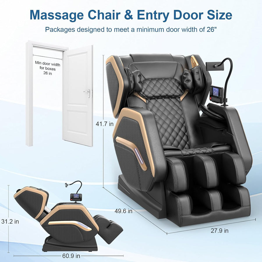 Massage Chair Full Body, Zero Gravity Massage Chair 2026 for Back Fatigue with 10 Fixed Rollers, Heating, Airbags, Phone Controller, Nightlights, Bluetooth Speaker for Living Room, Bedroom