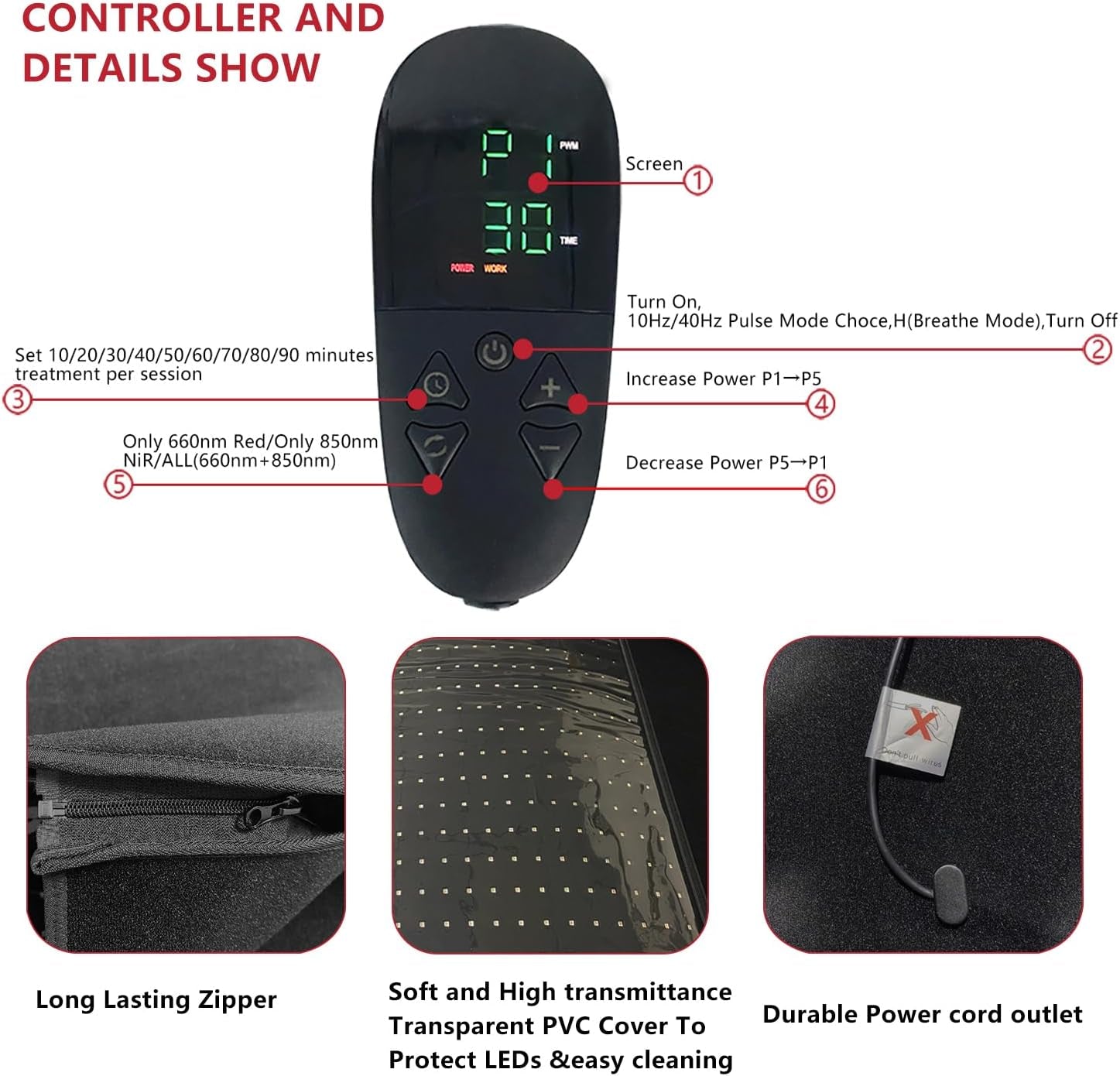 Luxlaria Red Light Therapy Large Mat Therapy Blanket 660Nm 850Nm | 660nm & 850nm | 2560 LEDs